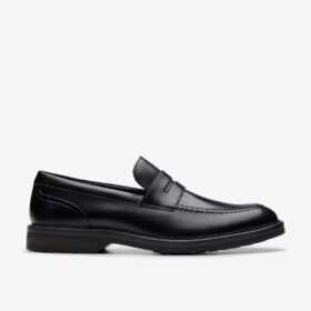 Aldwin Step – svarta läders Loafers för herrar