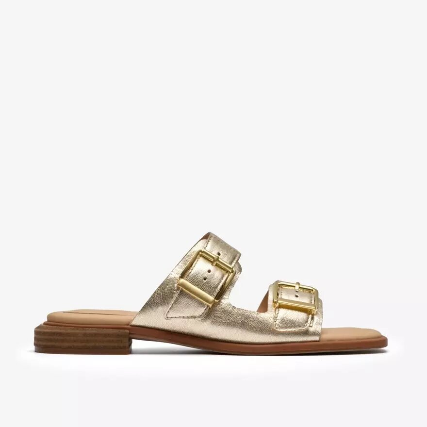 Ariany Bay mjuka guldfärgade platta sandaler för dam Ariany Bay mjuka guldfärgade platta sandaler för dam