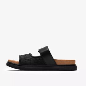 Arwell Step – platta sandaler i svart läder för damer