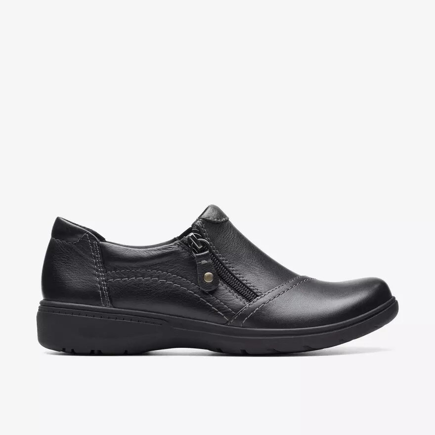 Carleigh Ray – svarta läderslip-ons för dam Carleigh Ray – svarta läderslip-ons för dam