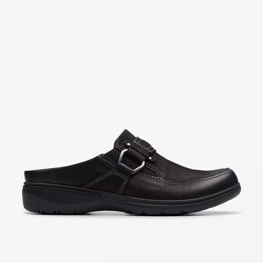 Carleigh Viola – svarta nubuck-träskor & mules för damer Carleigh Viola – svarta nubuck-träskor & mules för damer
