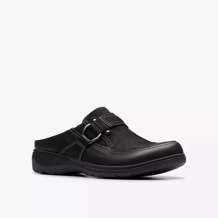 Carleigh Viola – svarta nubuck-träskor & mules för damer Carleigh Viola – svarta nubuck-träskor & mules för damer