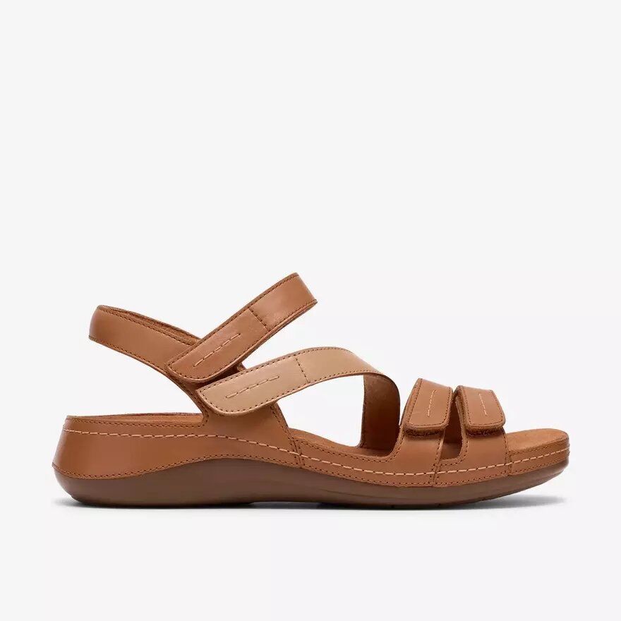 Cecily Mix – beige kombinerad platt sandal för damer Cecily Mix – beige kombinerad platt sandal för damer