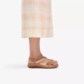 Cecily Mix – beige kombinerad platt sandal för damer