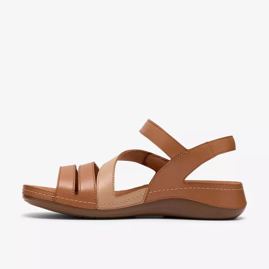 Cecily Mix – beige kombinerad platt sandal för damer Cecily Mix – beige kombinerad platt sandal för damer