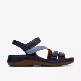 Cecily Mix – platta sandaler för damer i blå kombination
