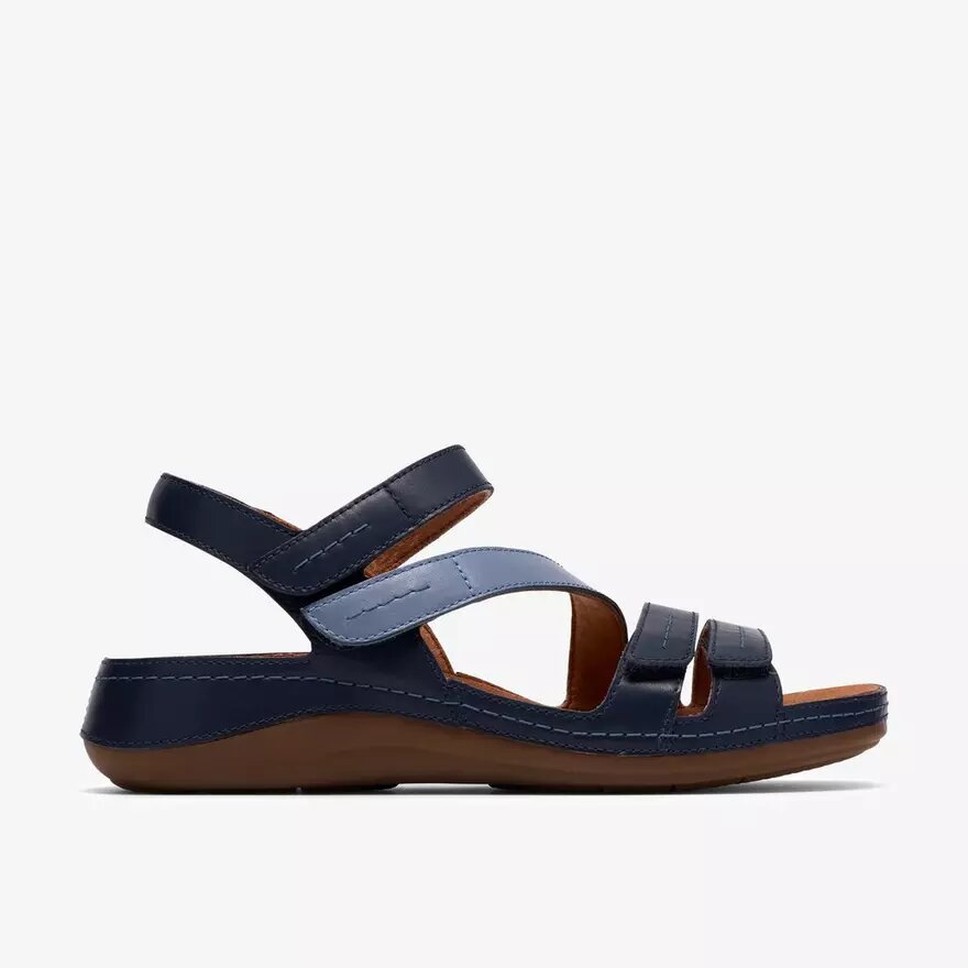 Cecily Mix – platta sandaler för damer i blå kombination Cecily Mix – platta sandaler för damer i blå kombination