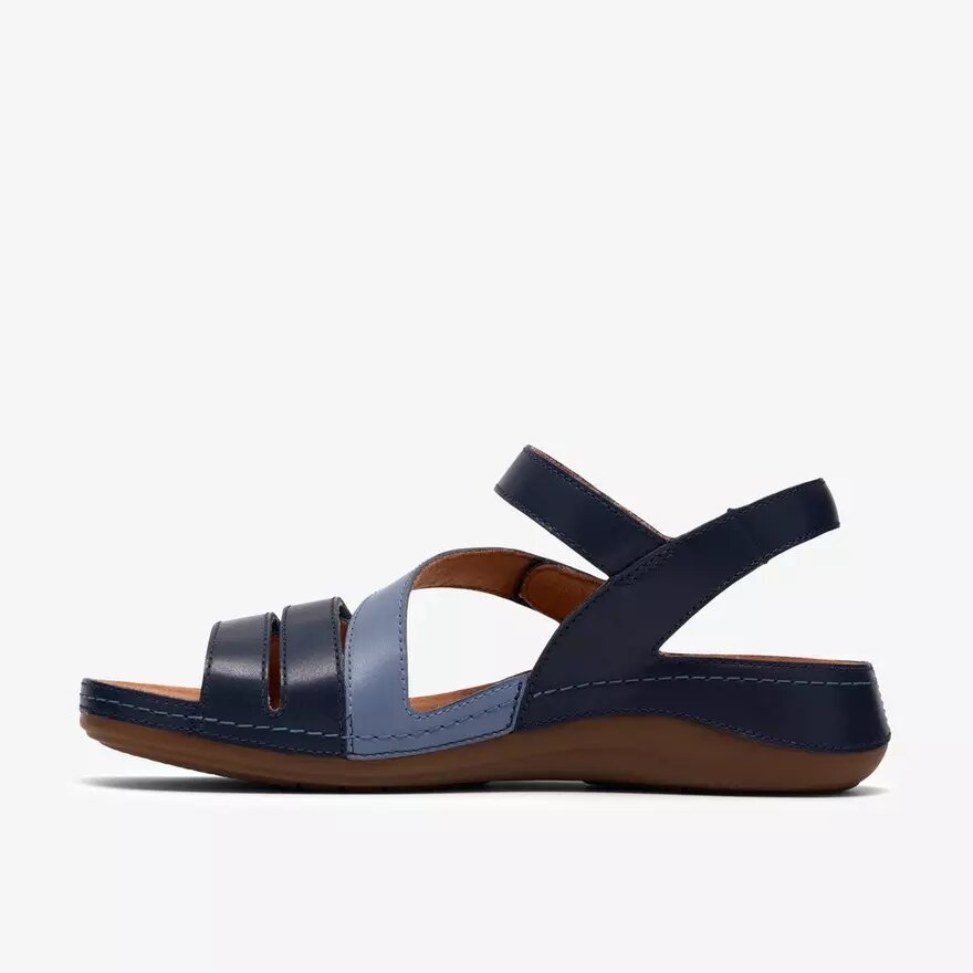 Cecily Mix – platta sandaler för damer i blå kombination Cecily Mix – platta sandaler för damer i blå kombination