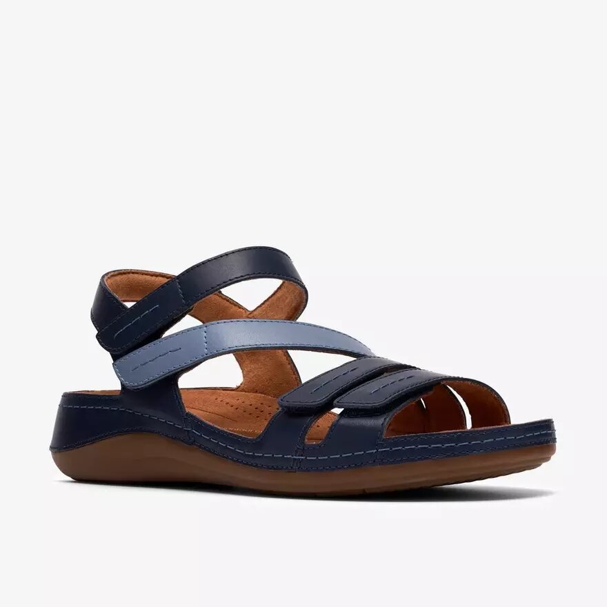Cecily Mix – platta sandaler för damer i blå kombination Cecily Mix – platta sandaler för damer i blå kombination