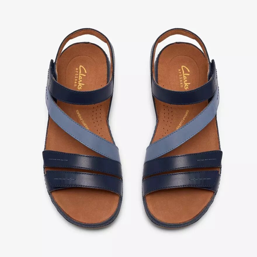 Cecily Mix – platta sandaler för damer i blå kombination Cecily Mix – platta sandaler för damer i blå kombination