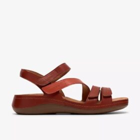Cecily Mix – platta sandaler för damer i bränd orange kombination