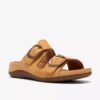 Cecily Step – platta sandaler för damer i ljus ockra nubuck