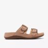 Cecily Step – platta sandaler i beige nubuck för damer