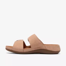 Cecily Step – platta sandaler i beige nubuck för damer