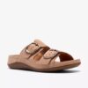 Cecily Step – platta sandaler i beige nubuck för damer