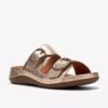 Cecily Step – platta sandaler i champagnefärgat läder för damer