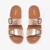 Cecily Step – platta sandaler i champagnefärgat läder för damer