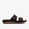 Cecily Step – platta sandaler i svart nubuck för damer