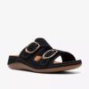 Cecily Step – platta sandaler i svart nubuck för damer