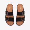 Cecily Step – platta sandaler i svart nubuck för damer