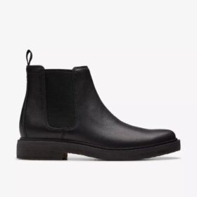 Chelsea boots för herr i svart läder, Clarkdale Easy