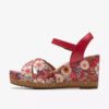 Chicly Floral – röda kilklackar med blommönster för damer Chicly Floral – röda kilklackar med blommönster för damer