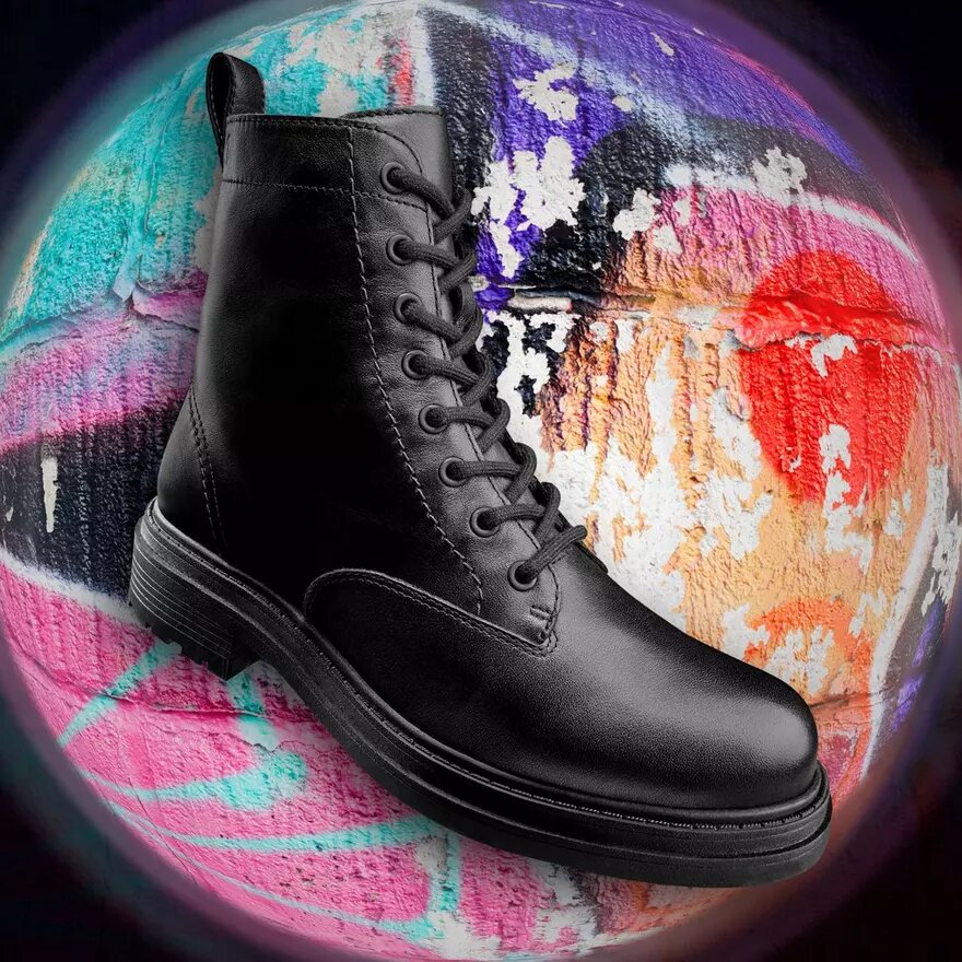Damstövletter i svart läder, modell Orinoco3, Ankelboots Damstövletter i svart läder, modell Orinoco3, Ankelboots