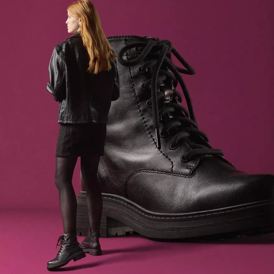 Damstövletter i svart läder, modell Orinoco3, Ankelboots Damstövletter i svart läder, modell Orinoco3, Ankelboots