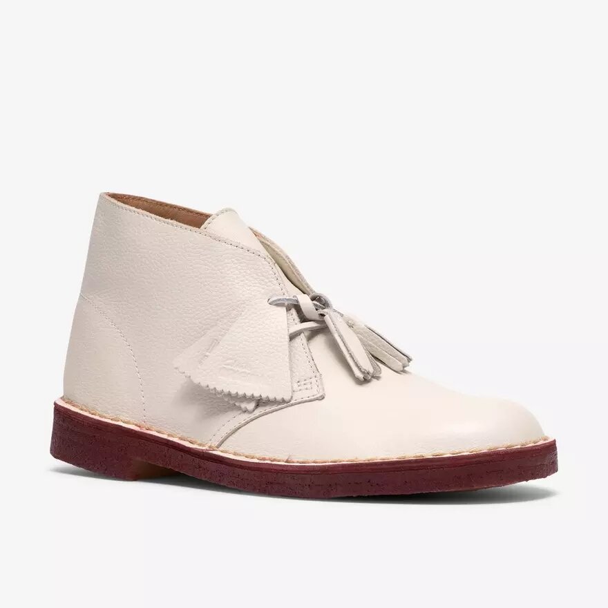 Desert Boot för herr i vitt läder Desert Boot för herr i vitt läder