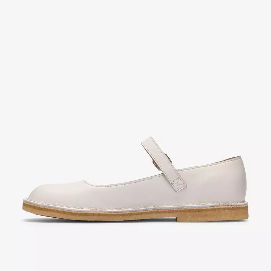 Desert Jane Mary Janes i vitt läder för damer Desert Jane Mary Janes i vitt läder för damer