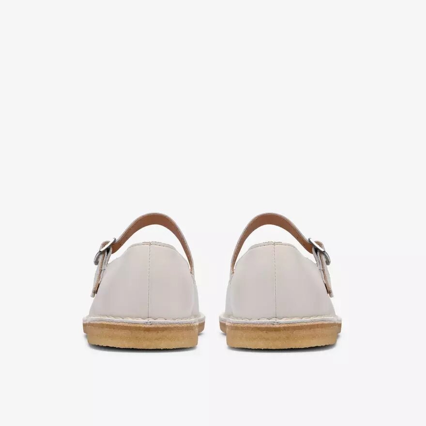 Desert Jane Mary Janes i vitt läder för damer Desert Jane Mary Janes i vitt läder för damer
