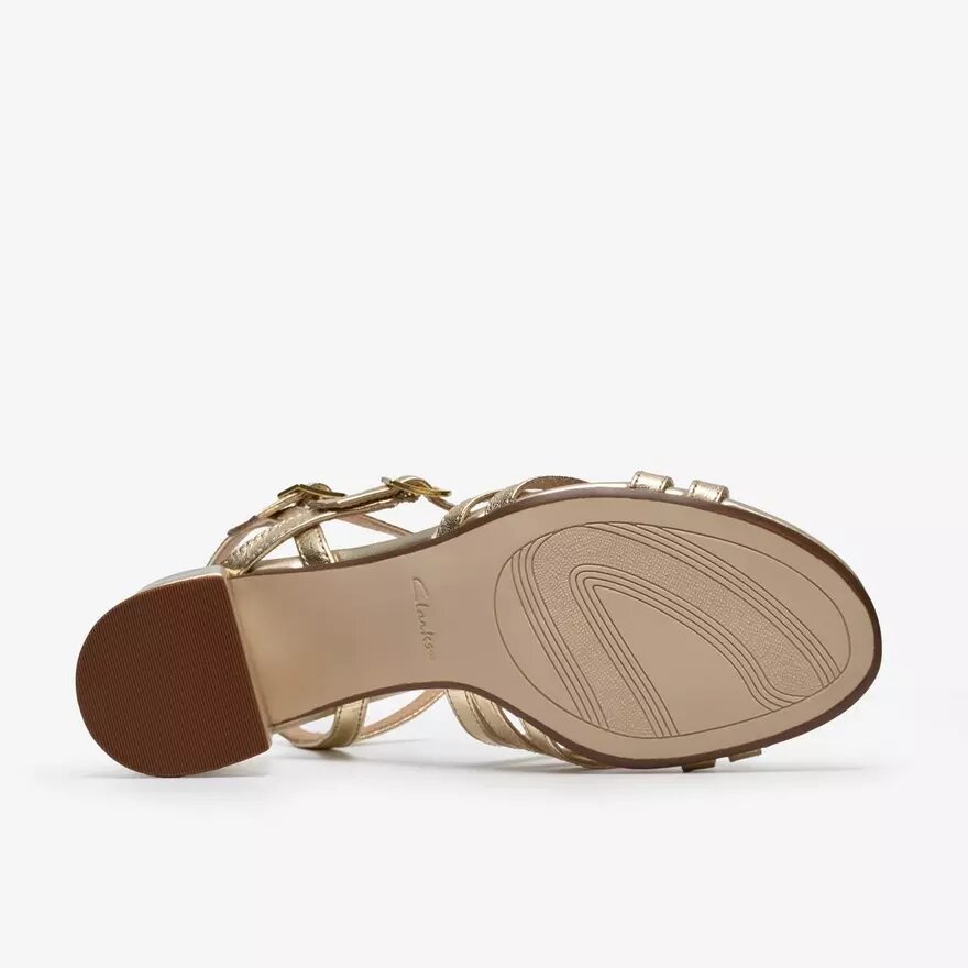 Ezoria-rem-sandaler för dam i mjukt guld Ezoria-rem-sandaler för dam i mjukt guld