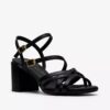 Ezoria-rem-sandaler i svart läder för damer Ezoria-rem-sandaler i svart läder för damer
