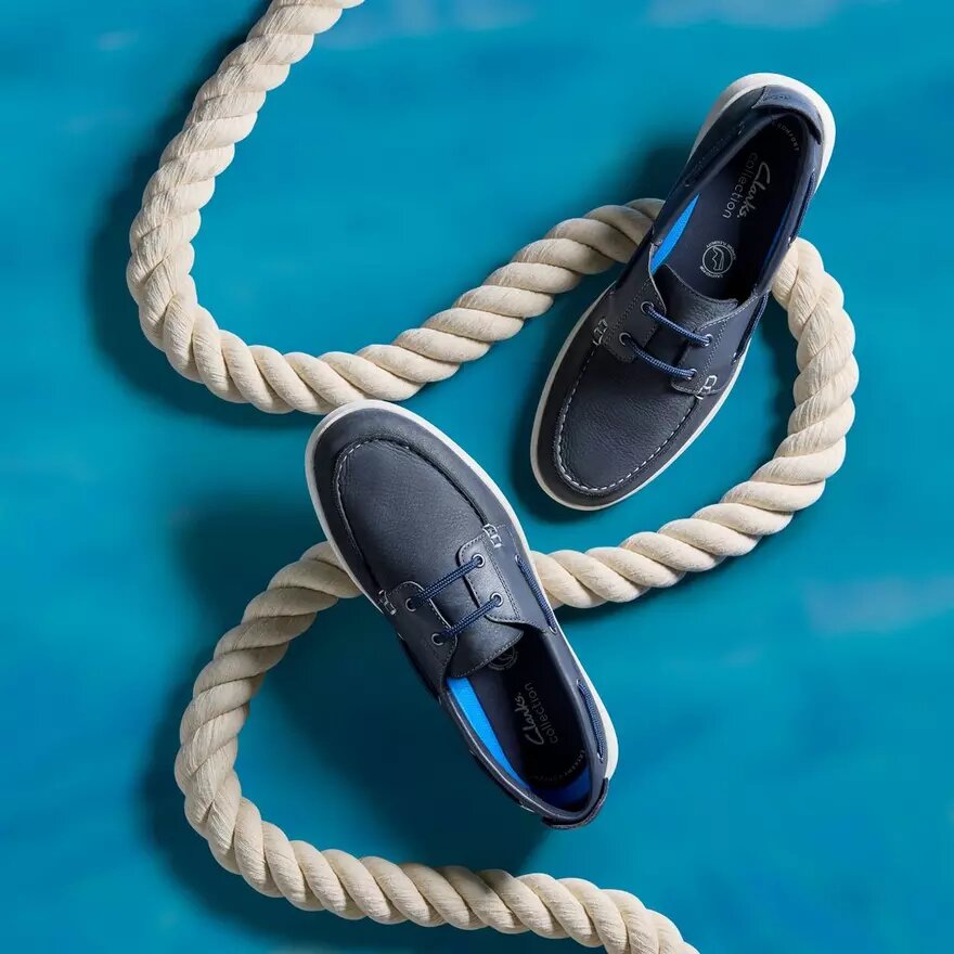Flexway 2Eye båtskor för herr i marinblå nubuck Flexway 2Eye båtskor för herr i marinblå nubuck