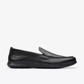 Flexway Step-loafers i svart läder för herr Flexway Step-loafers i svart läder för herr