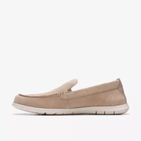 Flexway Step sandfärgade mockaskor för herr, Slip-ons
