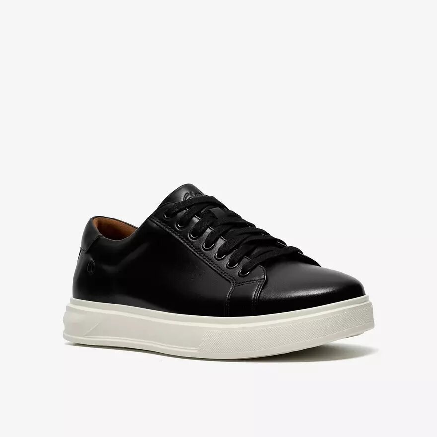 Goswell Tie – svart lädersneaker för herr Goswell Tie – svart lädersneaker för herr