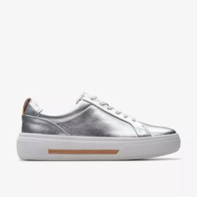Hollyhock Promenadskor silverfärgade lädersneakers för dam