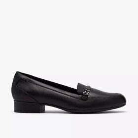 Juliet Mia – svarta läderslip-ons för dam