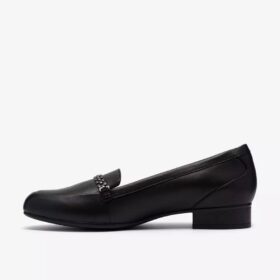 Juliet Mia – svarta läderslip-ons för dam