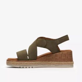 Kidiki Sun mörk olivgrön nubuck-kilklack för dam