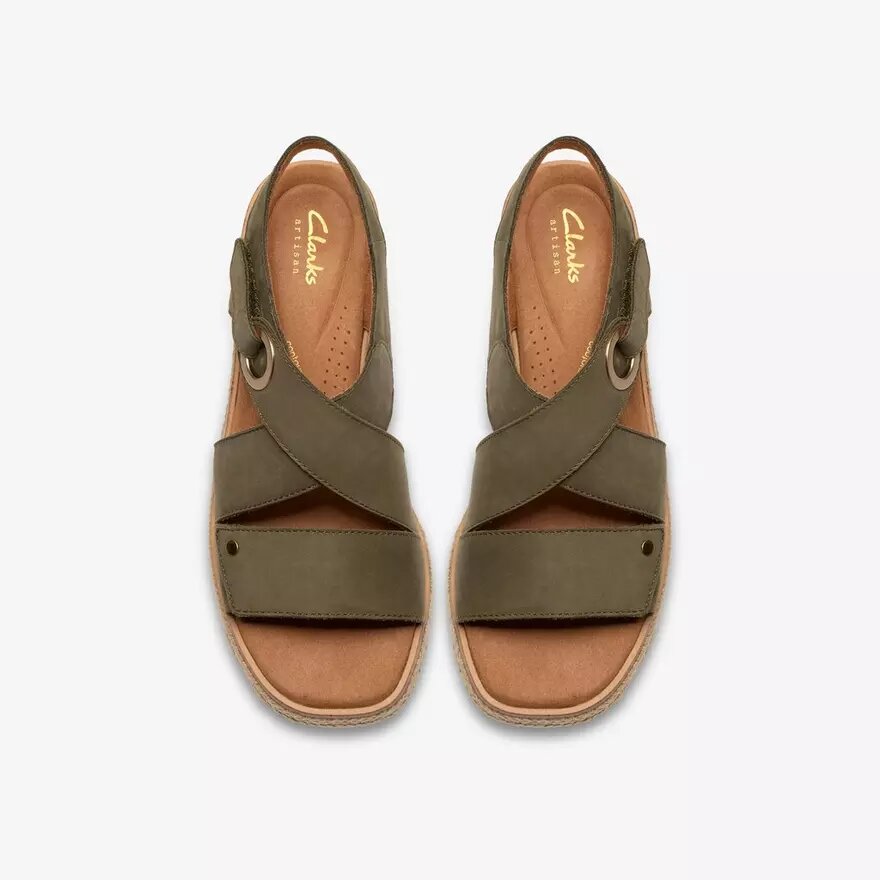 Kidiki Sun mörk olivgrön nubuck-kilklack för dam Kidiki Sun mörk olivgrön nubuck-kilklack för dam
