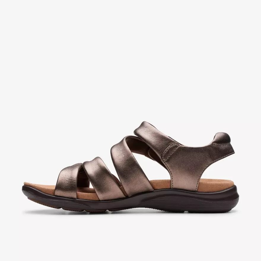 Kitly Ave-platta sandaler i bronsfärgat läder för damer Kitly Ave-platta sandaler i bronsfärgat läder för damer