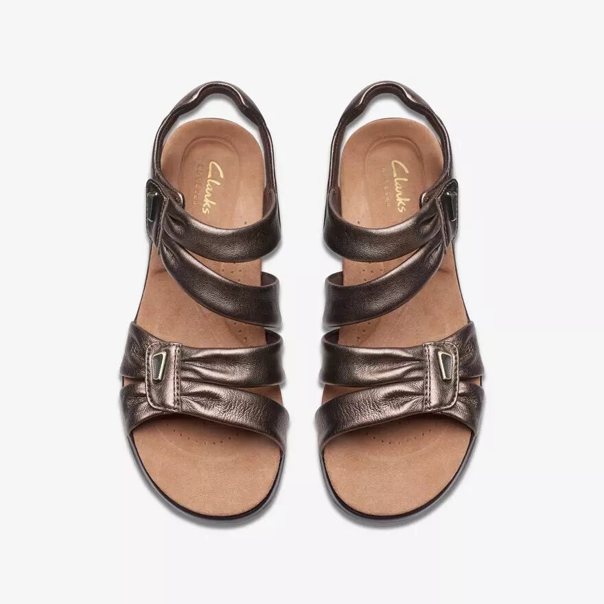 Kitly Ave-platta sandaler i bronsfärgat läder för damer Kitly Ave-platta sandaler i bronsfärgat läder för damer