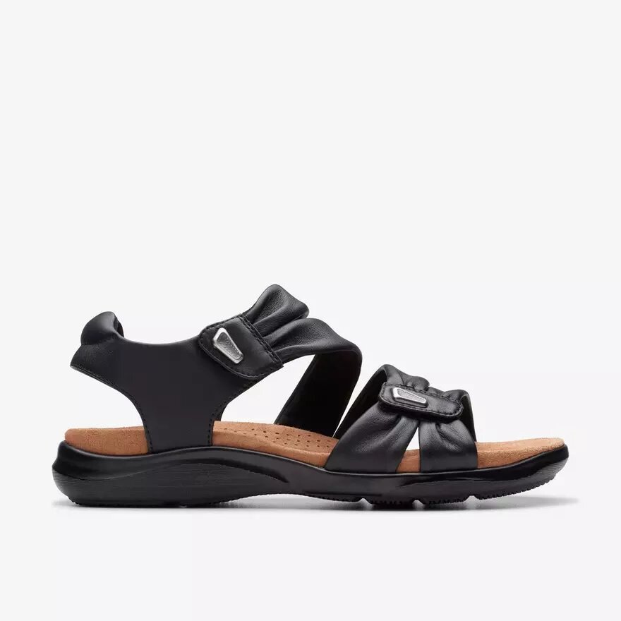 Kitly Ave platta sandaler i svart läder för damer Kitly Ave platta sandaler i svart läder för damer