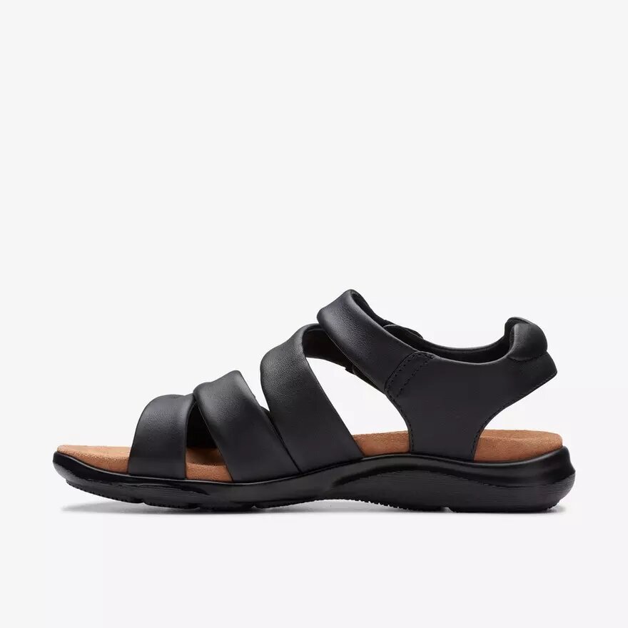 Kitly Ave platta sandaler i svart läder för damer Kitly Ave platta sandaler i svart läder för damer