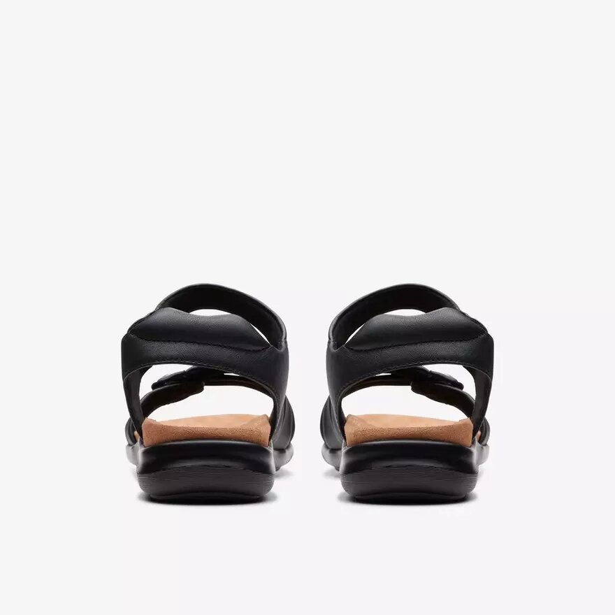 Kitly Ave platta sandaler i svart läder för damer Kitly Ave platta sandaler i svart läder för damer