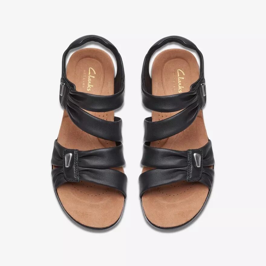 Kitly Ave platta sandaler i svart läder för damer Kitly Ave platta sandaler i svart läder för damer
