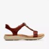Kitly Gem, platta sandaler i bränt orange läder för damer Kitly Gem, platta sandaler i bränt orange läder för damer