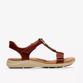 Kitly Gem, platta sandaler i bränt orange läder för damer